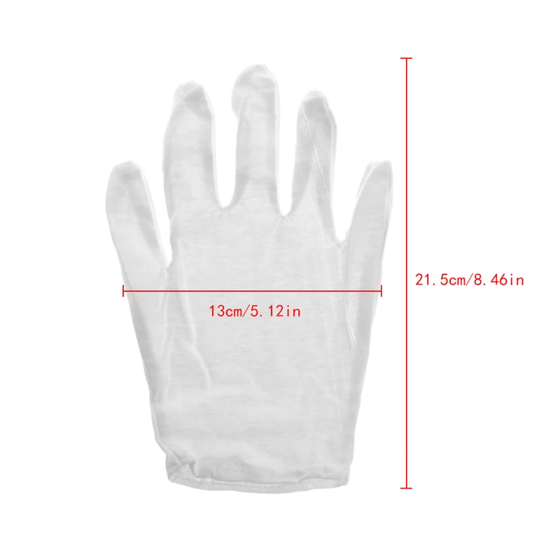 1 Pair White Cotton Blend Gloves for Inspection Work Coin Jewelry Lightweight Safely Security Working Labor Gloves