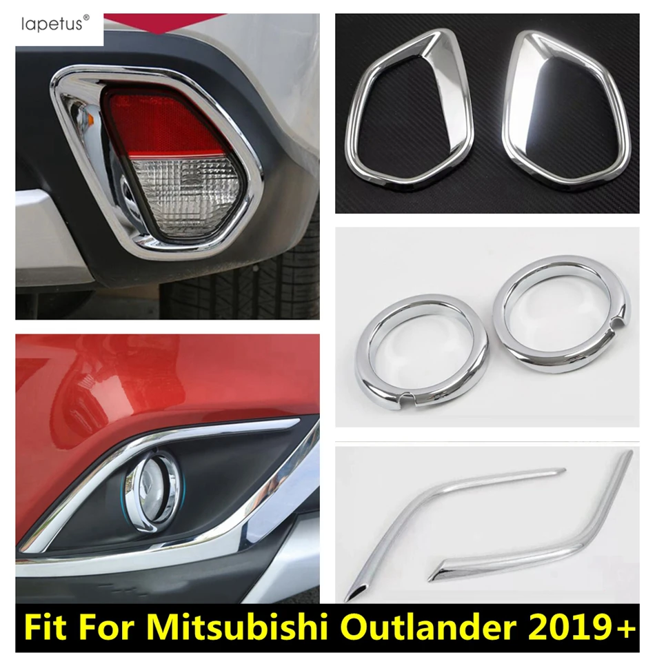 Chrome Accessories For Mitsubishi Outlander 2019 2020 Front Rear Fog Lights Ring Head Lamp Eyelid Eyebrow Molding Cover Kit Trim |