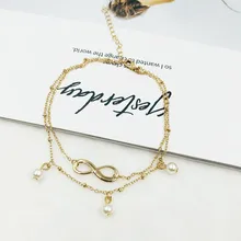 В европейском и американском стиле аксессуары 8-гранная витая Многослойные ноги кулон с жемчужным кулоном стека с высокой пяткой, Модный кулон в виде моделей пляжные стопы