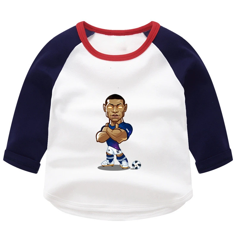wholesale football MESSI 10 Summer O-Neck PRINT Tops Boys Girls splice color Long sleeve Children Cartoon T shirt Baby