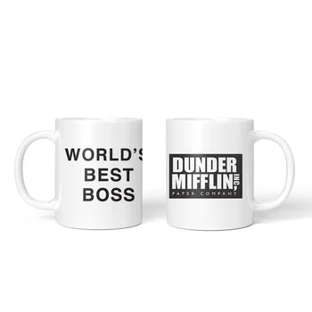 

1Pcs 350ml Dunder Mifflin The Office-World’s Best Boss Coffe Cups Mugs 11 OZ Funny Ceramic Tea Milk Cocoa Mug Unique Office Gift