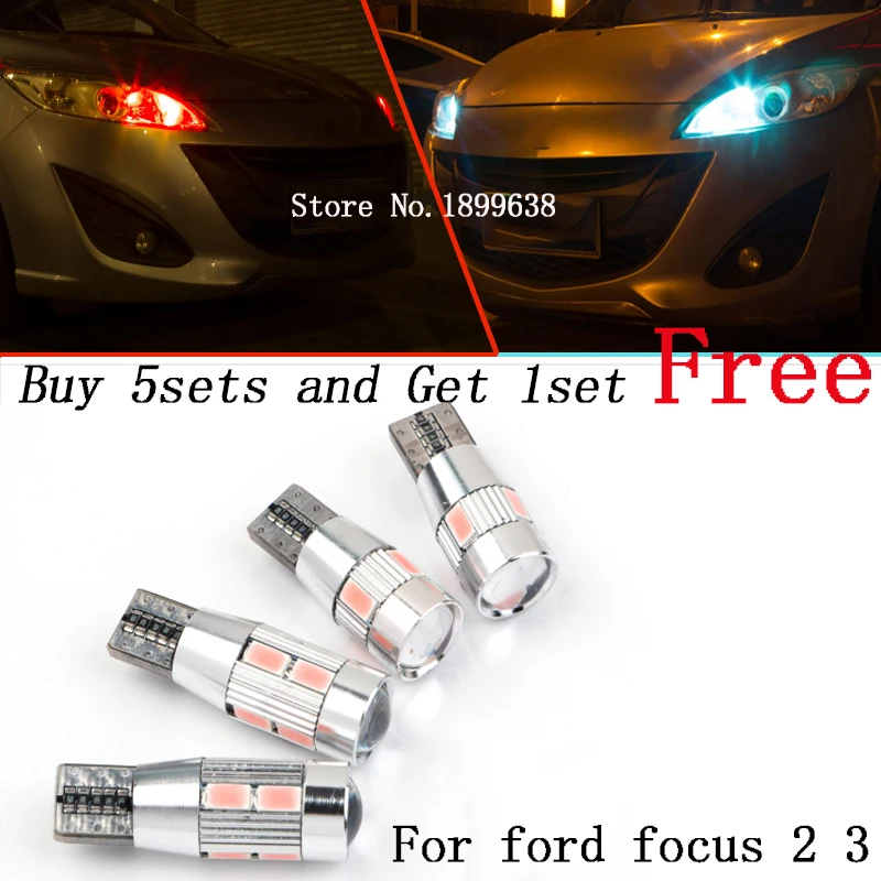 2pcs safe No error T10 light 194 W5W high brightness LED Canbus for ford focus 2 3 fiesta mondeo ecosport kuga drl