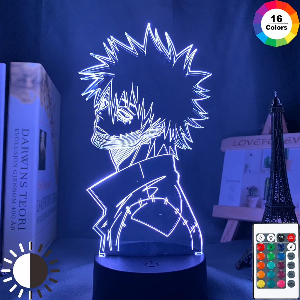 Acrylic 3d Lamp Anime My Hero Academia Dabi Led Light for Bedroom Decor Cool Manga Gift for Him Rgb Colorful Night Light Dabi 3d light punk style for bedroom decor nightlight led color changing touch sensor acrylic johnny silverhands led night light gift