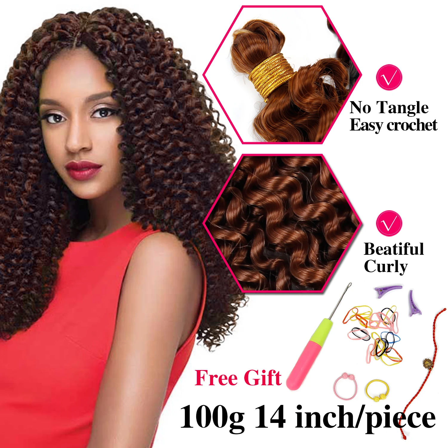 Кудрявые вязанные крючком волосы водная волна красочные плетение Freetresses