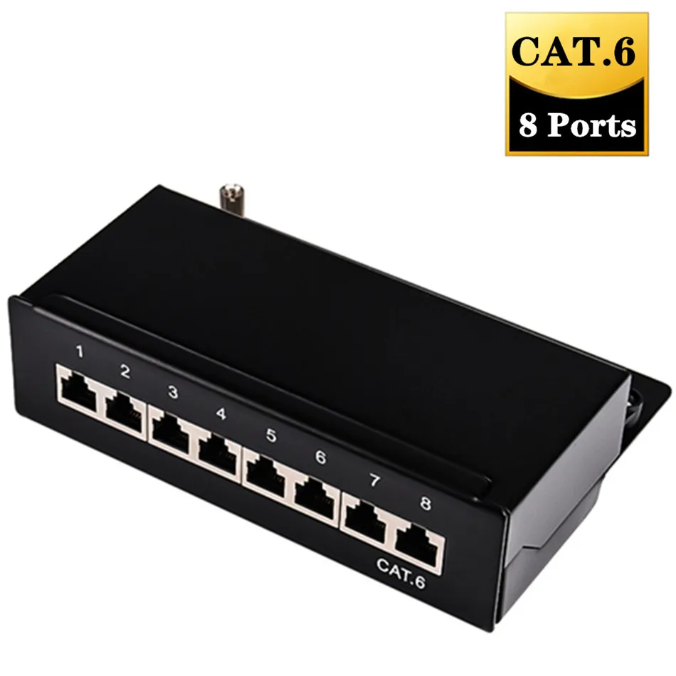 Сетевая панель с 8 портами Cat6 полная экранированная для кабеля шкафа настольный