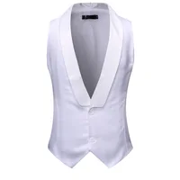 White Classic V Neck Formal Business Dress Suit Vest Men Slim Fit Sleeveless Waistcoat Men Groom Wedding Tuxedo Vests Male XL