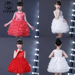 Skyyue/нарядное платье принцессы для девочек на свадьбу; милое многослойное плиссированное платье-пачка; Детские вечерние платья для