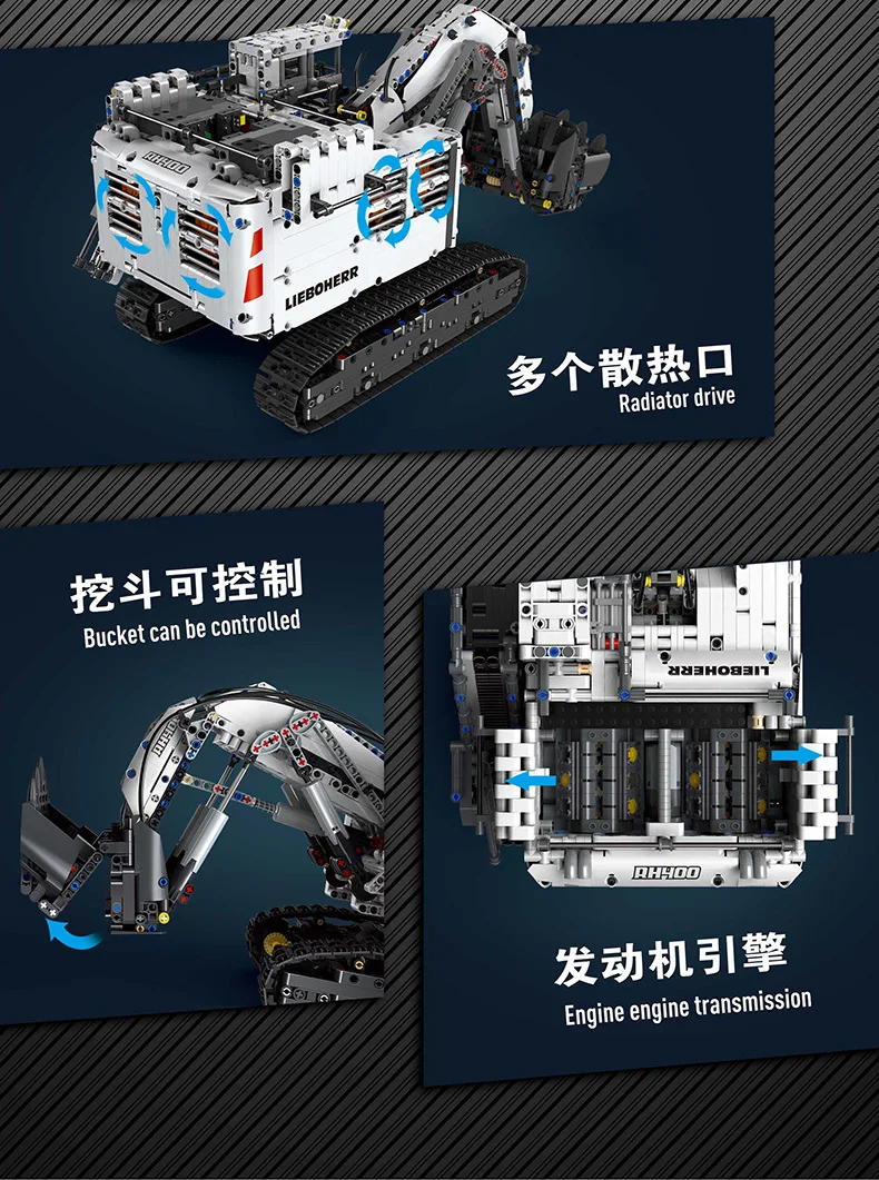 Tanie Kompatybilny z Legoed Technic series 42100 Bricks Liebherrs Excavator R9800 Motor Power zestaw modeli do składania samochodów klocki prezent