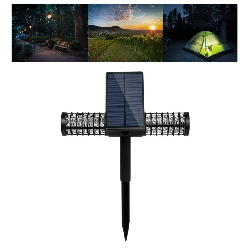 Двухместная противомоскитная лампа на солнечных батареях наружная ловушка для мух насекомых жук Zappers УФ светодиодный светильник DXAF