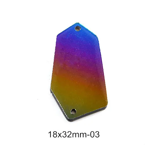 18x32mm-P03 20 шт Радужное зеркало пришить на Стразы больше формы акриловая Радуга пришить на горный хрусталь платье аксессуары F0160 - Цвет: 18x32mm-P03