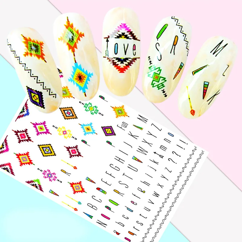 

1 Sheet 3D Nail Stickers Nail Transfer Sticker Decals Black Letter Flower Heart Animal All for Manicure Nail Art Decoration