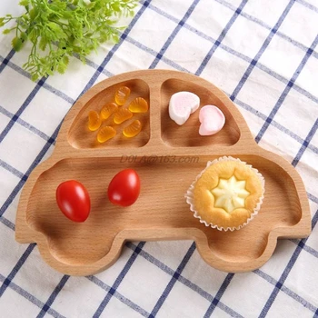 

Children Kids Wooden Food Plate Tray Dish Natural Cute Catoon Tableware Handcraft Animal Natural Tool