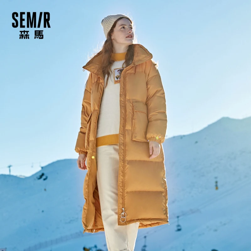 Semir 2020 Зимний новый длинный пуховик для женщин, ветровка, длинное Утепленное зимнее пальто До Колена Для Женщин|Пуховики| | АлиЭкспресс