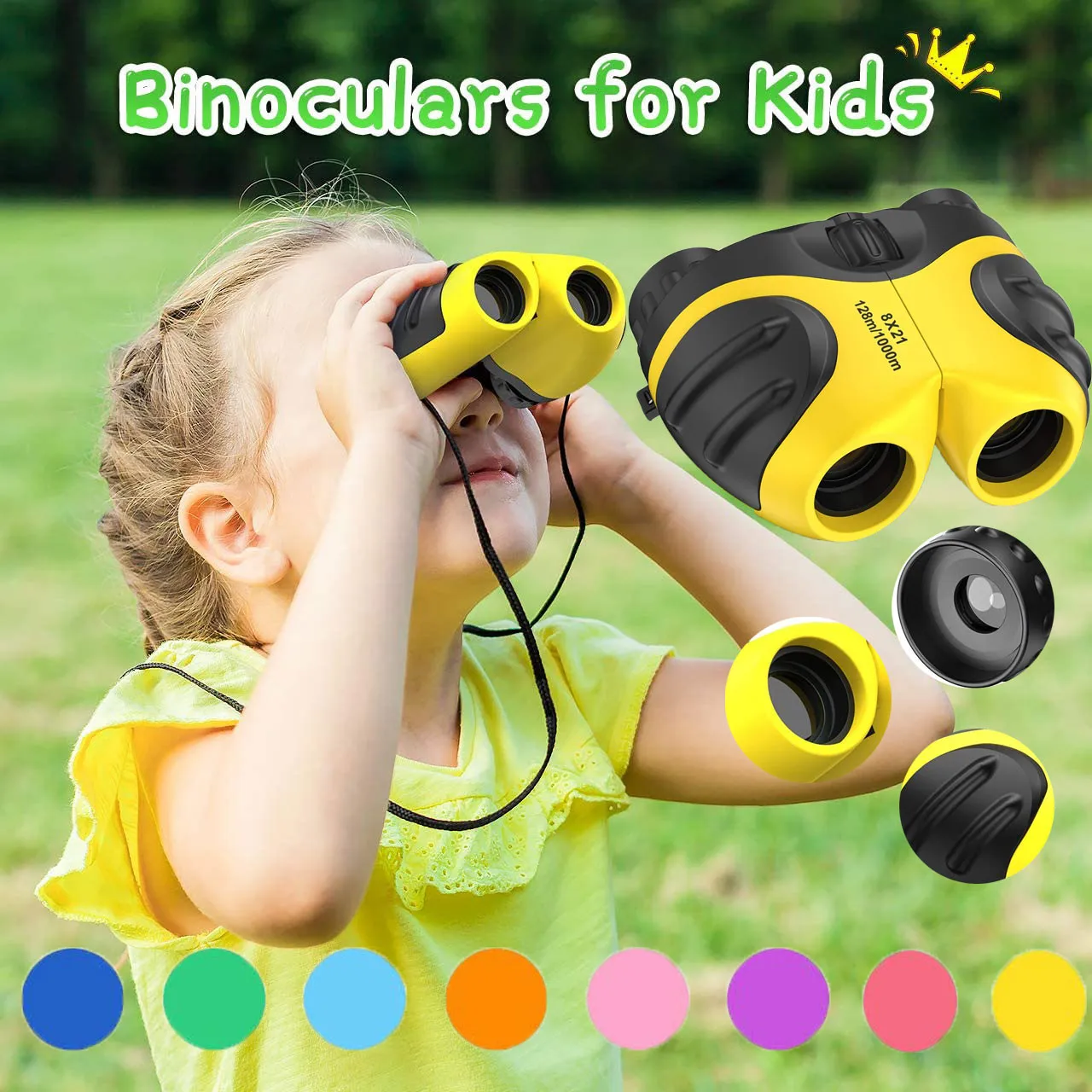 

Children Real Binoculars Compact High Resolution Shockproof Safe Bird Watching Toys Crystal Clear View Outdoor Hiking Traveling