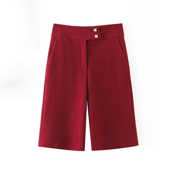 

Red Wine Pants Women Chic High Waist Office Lady Female Sexy Half Pants Autumn Winter Ladies Party Club Wear Bottom 2020