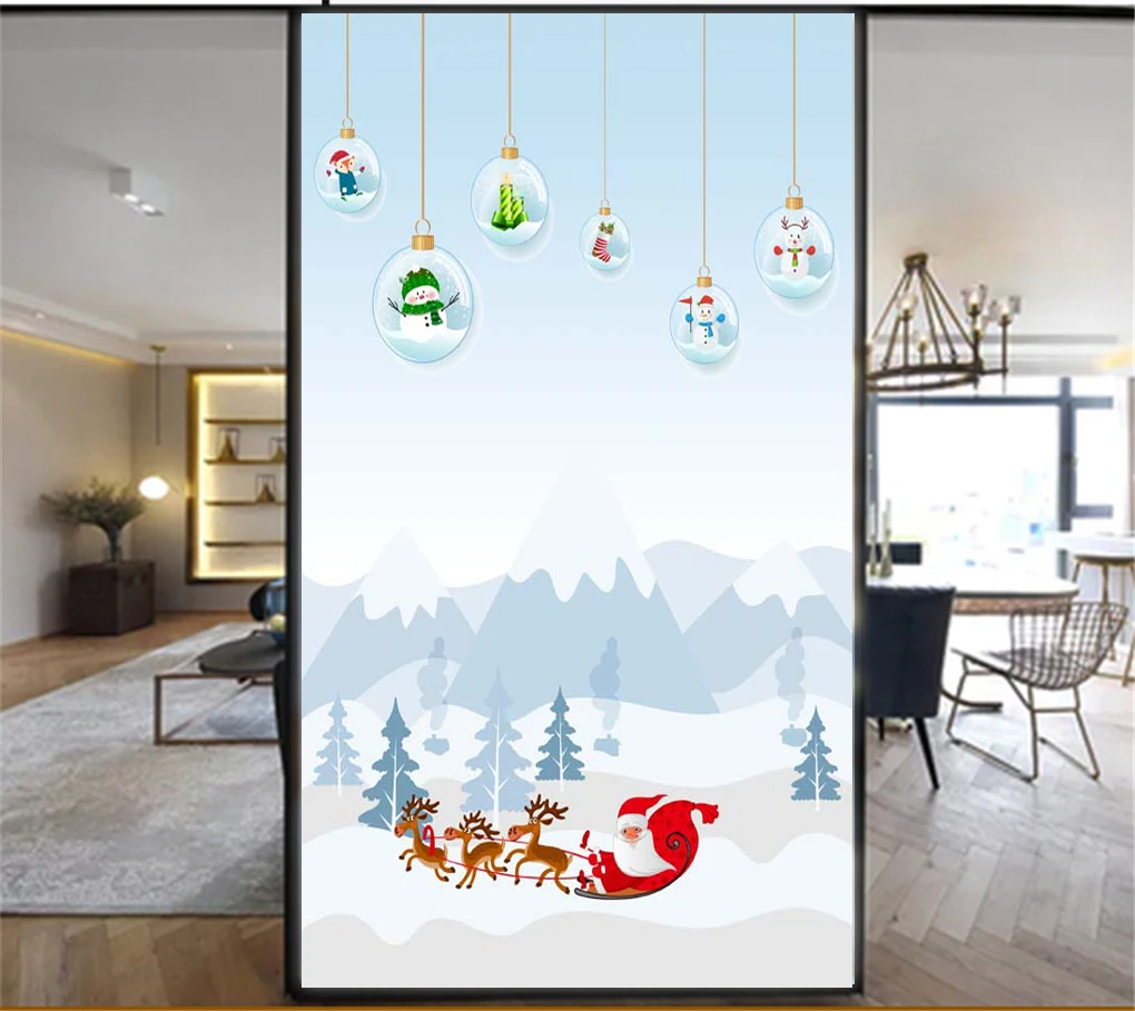 Privacy Windows Film Decorative Christmas Stained Glass Window Stickers