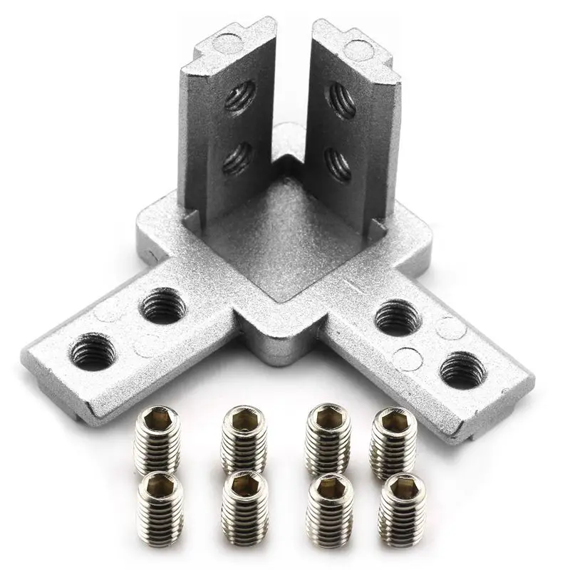 

4-Pack 3030 Series 3-Way End Corner Bracket Connector,With Screws For Standard 8Mm T Slot Aluminum Extrusion Profile
