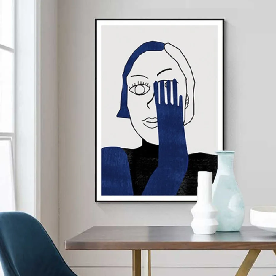 

Abstract Figure Portrait Geometric Wall Art Canvas Painting Posters and Prints Pictures for Living Room House Interior Decor
