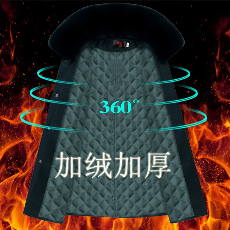 Размера плюс 5XL зима для женщин среднего возраста, шерстяная куртка для девочек Новая одежда с вышивкой Шерстяное пальто большой меховой воротник Теплые; больших размеров хлопок Повседневное Для женщин пальто PK034