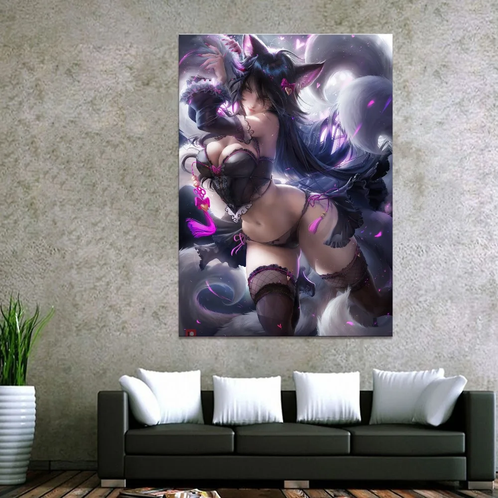 Home Decor Canvas League of Legends LOL Overwatch Game 1 Piece Sexy Ahri Art Poster Prints Picture Decoration Painting Wholesale