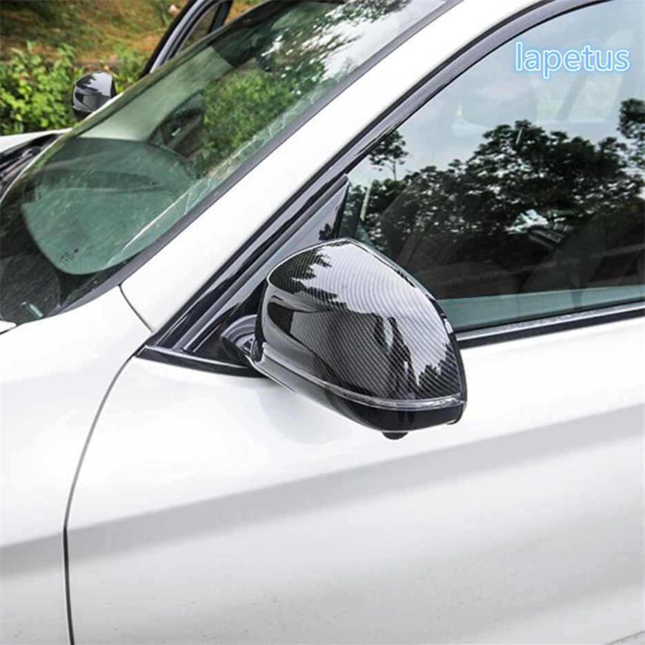 

Lapetus Outside Door Rearview Mirror Decoration Frame Cover Trim 2 Pcs Fit For BMW X3 G01 2018 2019 ABS Chrome Carbon Fiber Look