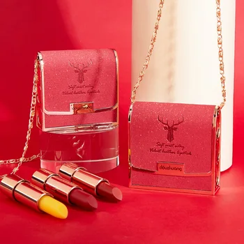 

3-Color Bag Modeling Lipstick Three Loaded with Mirror Moisturizing Color Lipstick Set Comes with A Small Mirror