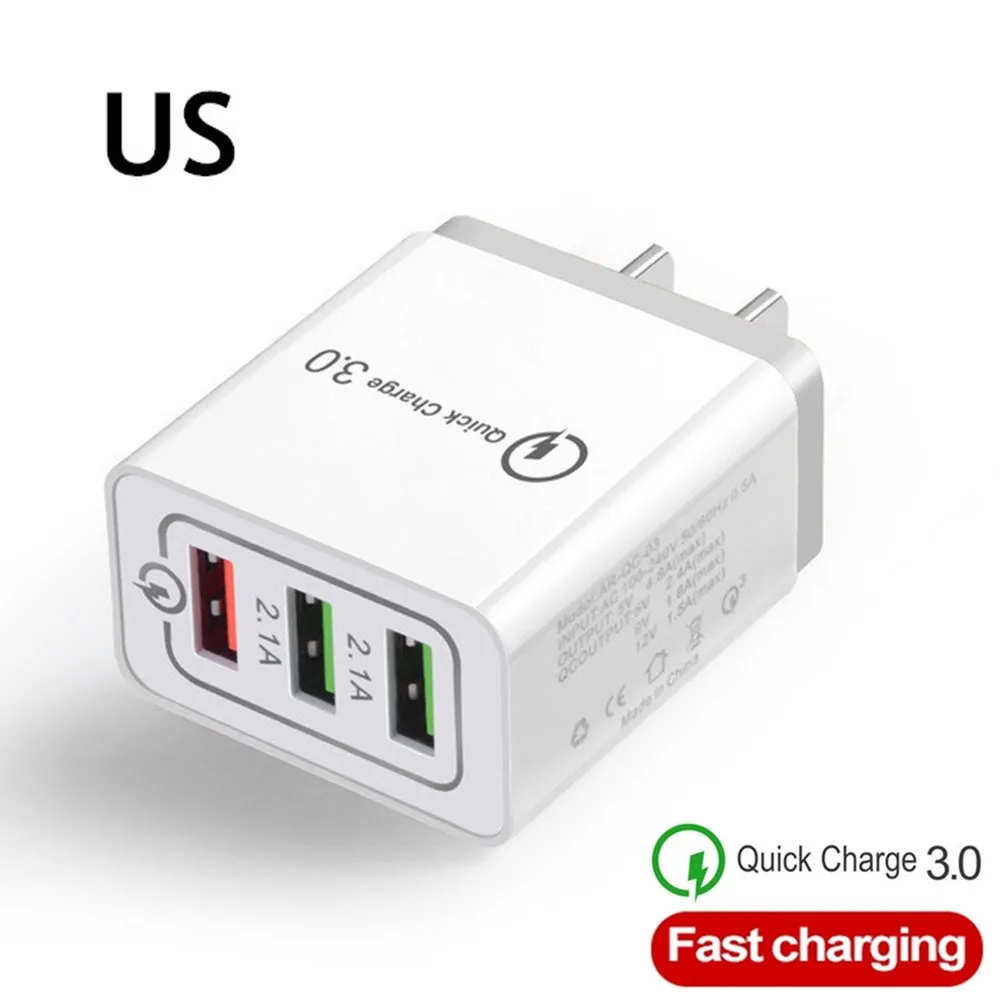 Высокое качество 5 В/3 А USB зарядное устройство Quick Charge 3,0 3 порта EU/US зарядное устройство для мобильных телефонов/настенное зарядное устройство s для iphone Xiaomi samsung huawei