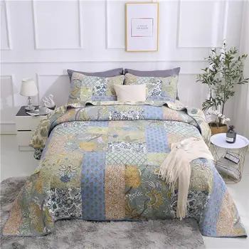 

American Style printing 100% Pure cotton bed cover manual stitching quilted quilt sheets double bedclothes bedspread pillowcases