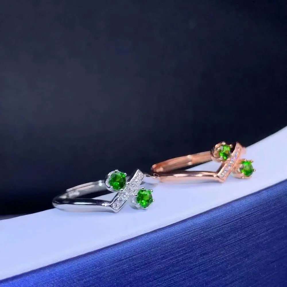Shilovem 925 Стерлинговое Серебро естественный диопсид кольца ювелирные ...