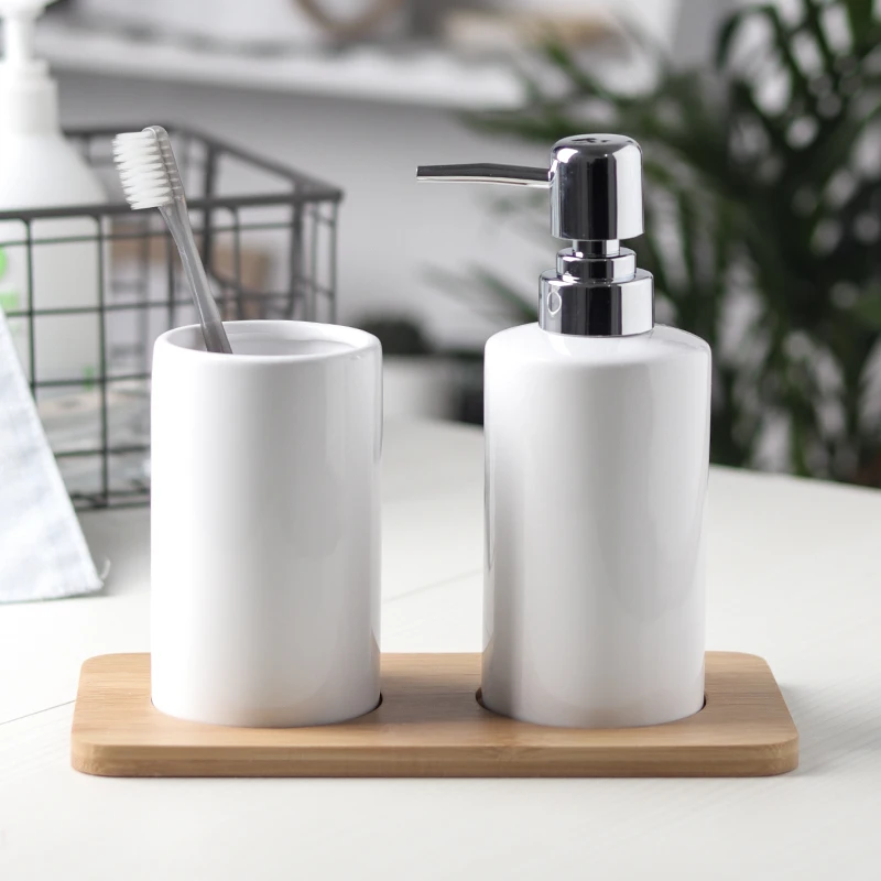 Simple black white soap dispenser lotion tank home hotel ceramic press shower gel hand soap bottle Soap dispenser Set mx4121545