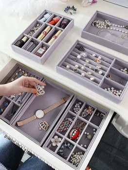 

Jewelry Box Drawer DIY Jewelry Storage Tray Ring Bracelet Gift Box Velvet Jewelry Organizer Pendant Earring Holder