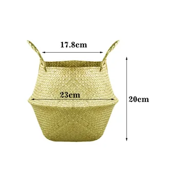 

Seagrass Wickerwork Storage Basket Rattan Foldable Hanging Flower Pot Planter Grocery Baskets Plant Pot Covers