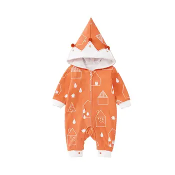 

Pureborn Newborn Unisex Baby Jumpsuit Hooded Baby Girl Romper Cotton Cartoon Baby Boy Clothes Zip-up Baby Costumes