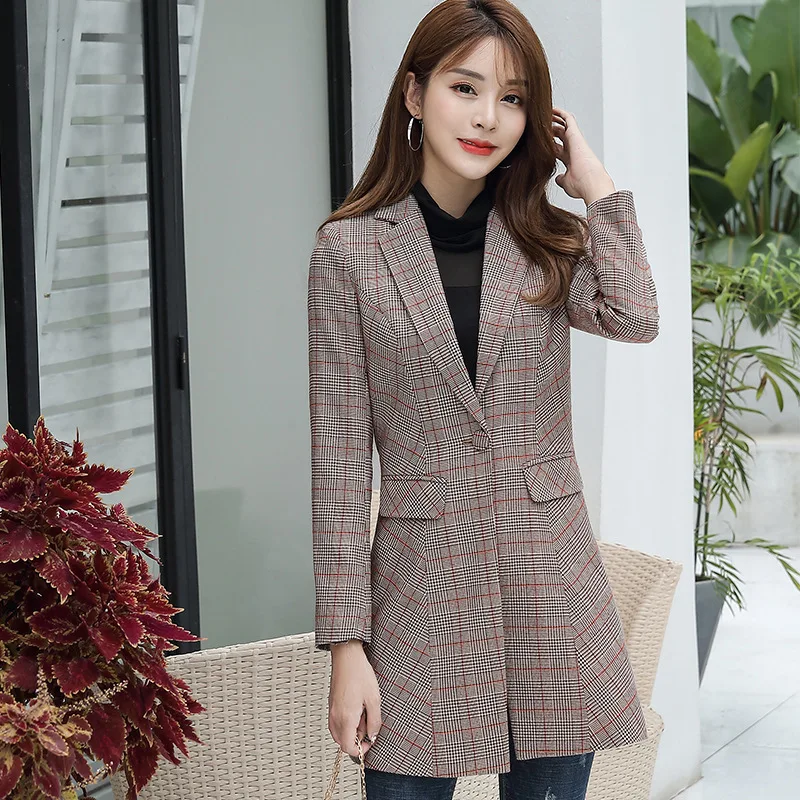 

Plaid Small Suit Coat Women's Spring And Autumn New Style Korean-style Loose Casual Elegant Retro Pattern CHIC Short Suit
