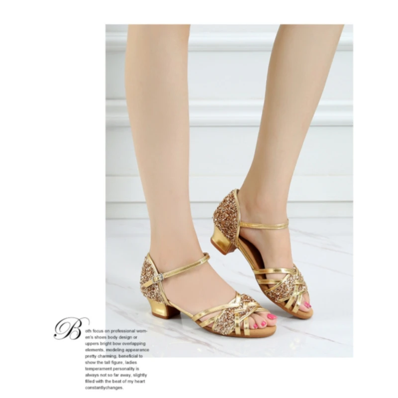 Child Dance Shoe For Girls/Kids/Women Ballroom Latin Shoe Ladies Modern Tango Salsa Sandals Dancing 3.5CM Low Heel dance shoes