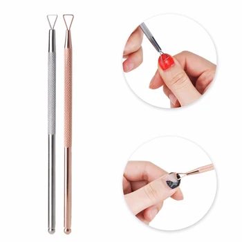 

1PC Nail Rod Stainless Steel Triangle Stick Nail Pusher Gel Removal Cleaner for Removing Polish 2 Way Use Cuticle Manicure Art