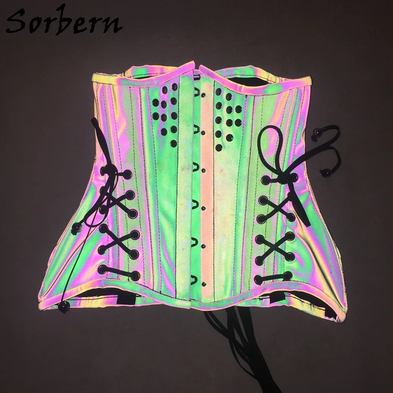 Sorbern Customized Corset Women Reflective Studs Punk Styles Lace Up Slim Fit Women Sm Crosets Steel Bonings Underbust