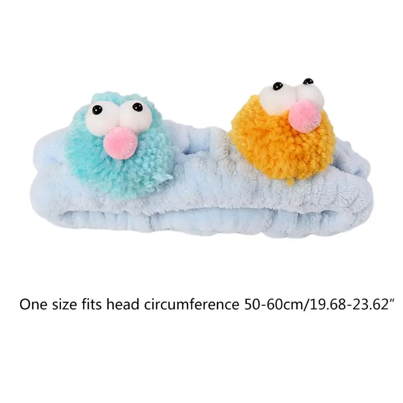 Японская Женская Толстая бархатная широкая повязка на голову с изображением героев мультфильмов, с большими глазами, помпонами, куклы, повязка на голову, сладкие, яркие цвета, косплей, тюрбан