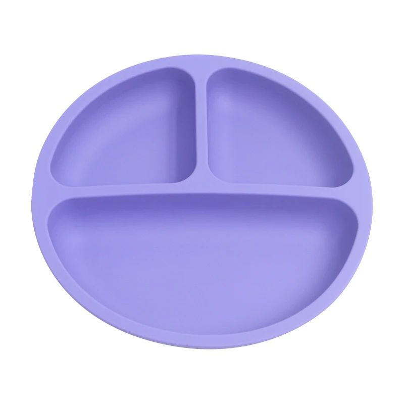 Детская силиконовая обеденная тарелка, посуда для обеда, посуда для кухни, фруктовая улыбка, тарелки, тарелки для обеда, Детские миски для кормления - Цвет: Plate Purple