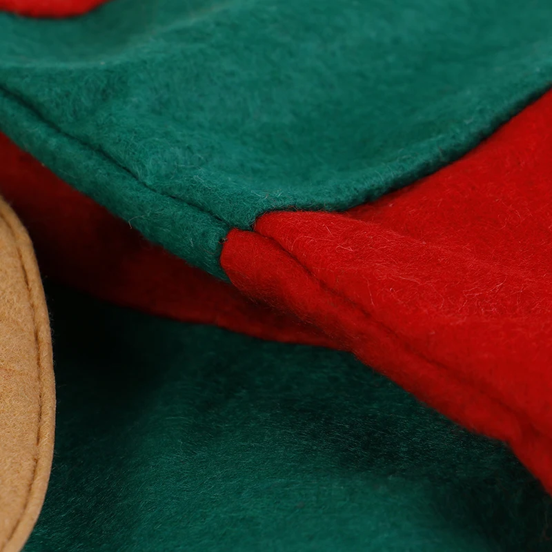Christmas Elf Hat Adults With Ears Red Green Striped Design One Size Fits Most Non-woven Elf Hat With Ears 48 x 30cm 38 x 28cm