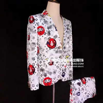 Мужской приталенный Блейзер, мужской костюм для бара, ночного клуба, певец, диджей, DS, GOGO, японская кукла, атласное платье, костюм, комплект мужской одежды