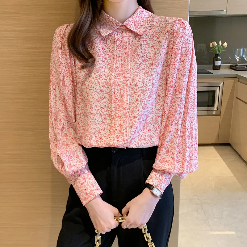 

Fashion Floral Print Blouse Shirt Loose Buttons Tops Casual Spring Autumn Ladies Female Women Long Sleeve Blusas Cardigan
