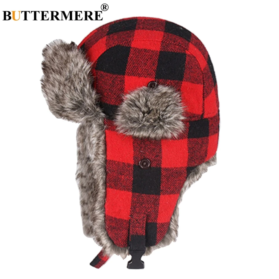 plaid cap with ear flaps