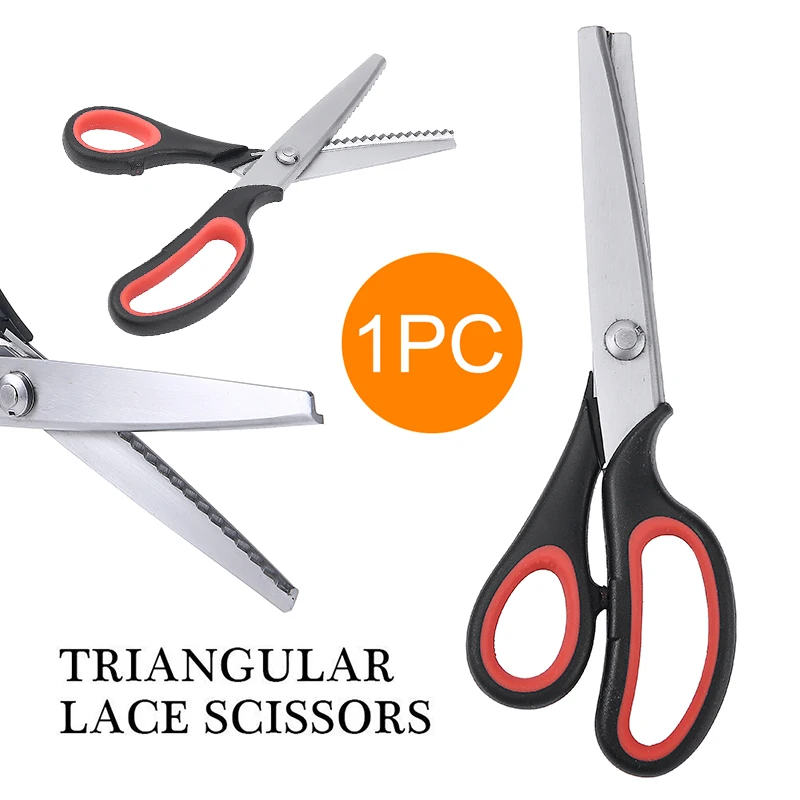 Stainless Steel Tailor Scissors Cutting Black Orange Handle Zig Zag