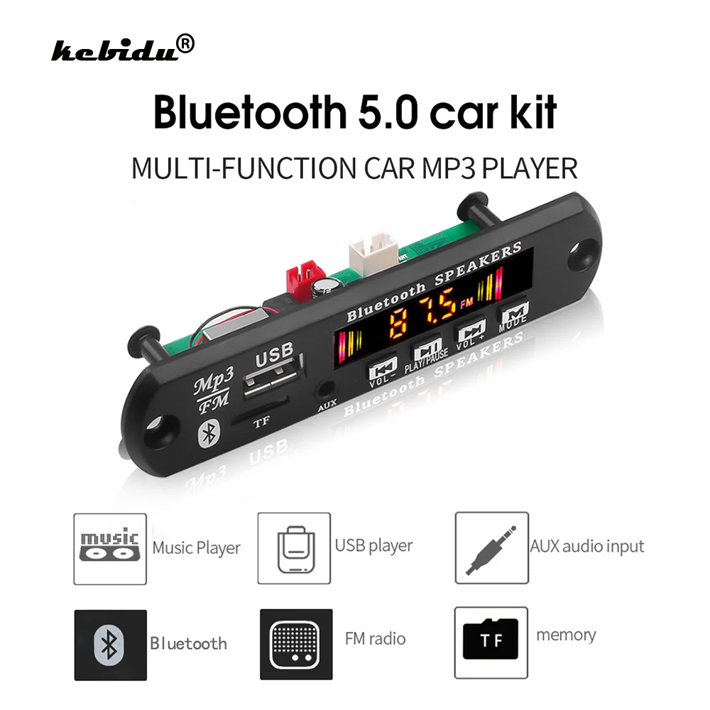 Bluetooth 5 0 Автомобильный MP3 WMA декодер плата аудио USB TF FM радио записывающий модуль в