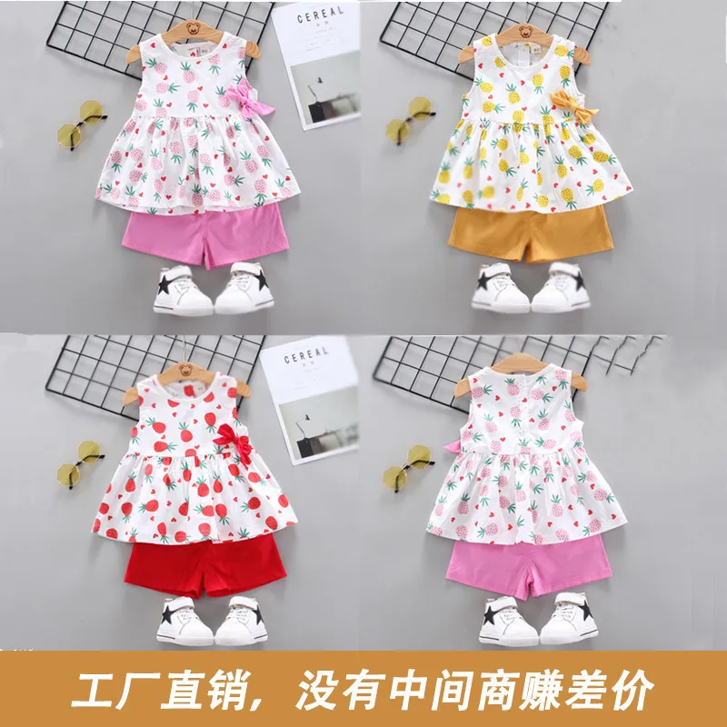 

2020 Children Sleeveless Skirt Summer Girls 1-3 Multi-Pattern Floral Korean-style Cartoon Skirt Set