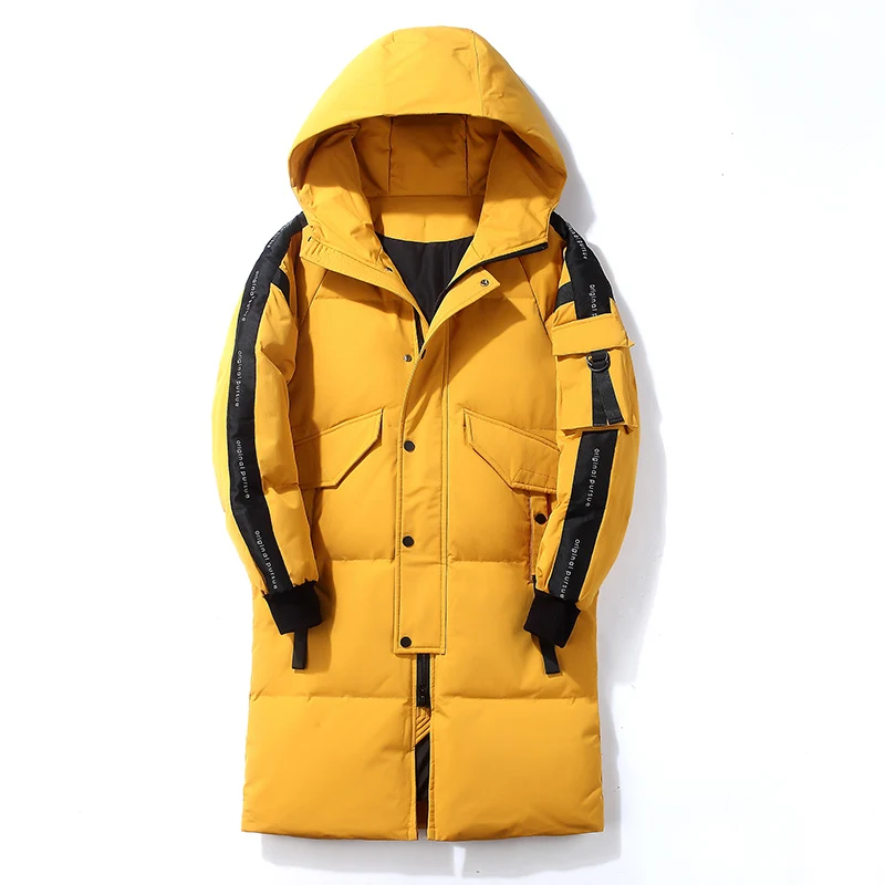 SingleRoad пуховик мужской зимний длинный Новая модная куртка на утином пуху Мужская ветровка от снега с капюшоном теплая верхняя одежда для мужчин