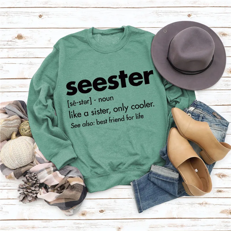 

Winter Fashion Women's Crew Neck Sweater Casual Loose Seester Se ster Long Sleeve Pullover Women Street Jacket