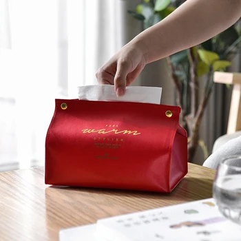 

Multi-functional Simple Desktop Napkin Pumping Paper Holder Storage Container Practical Durable Leather Tissue Box