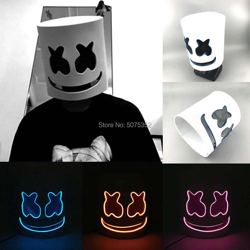 

Popular Dance DJ Mask Mashemellow EL Mask Night Club Bar Led Rave Helmet Mask For Carnival Christmas Party